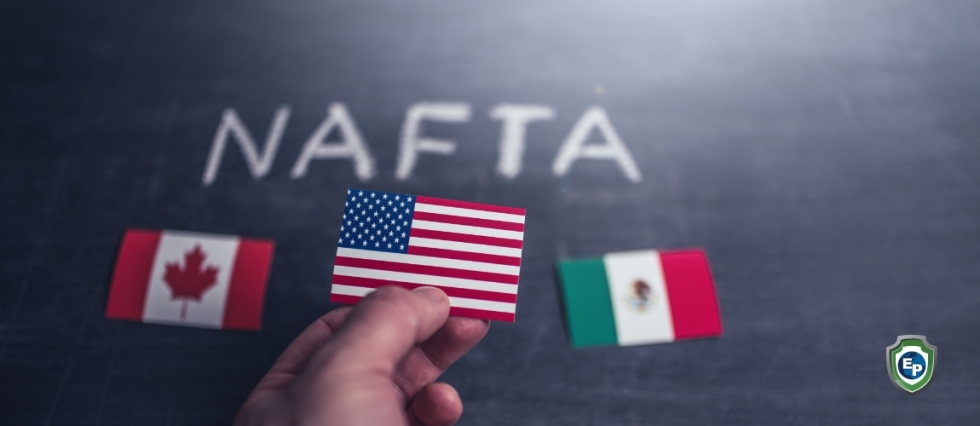 Flags of countries participating in NAFTA